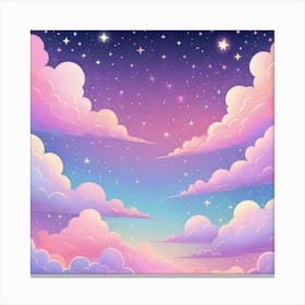 Sky With Twinkling Stars In Pastel Colors Square Composition 55 Canvas Print