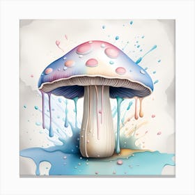 Mushroom Watercolor Dripping Canvas Print