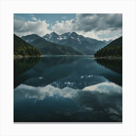 Reflection Of Mountains In A Lake Canvas Print