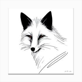 Fox Head In Pencil Drawn Illustration with red Eyes Canvas Print