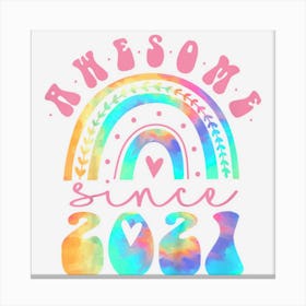 Kids Tie Dye Awesome Since 2021 Rainbow 1st Birthday 1 Year Old Canvas Print