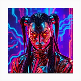 Cyberpunk Beauty in Nein Light Canvas Print