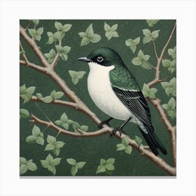 Ohara Koson Inspired Bird Painting European Robin 1 Square Canvas Print