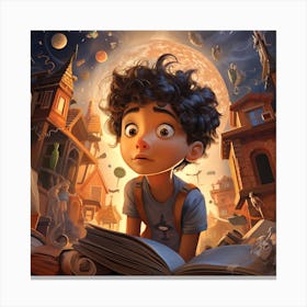 Boy In The Book Canvas Print
