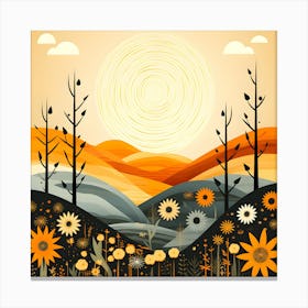 Sunflowers In The Field Canvas Print