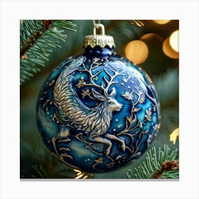 Ultra Detailed Porcelain Christmas Ornament Capturing A Vibrant Creature Design Illustrating A Myth Canvas Print