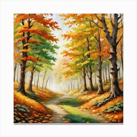 Forest In Autumn In Minimalist Style Square Composition 259 Canvas Print