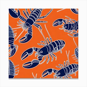 Lobsters On An Orange Background Canvas Print