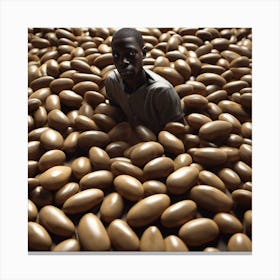 Man In A Pile Of Potatoes Canvas Print