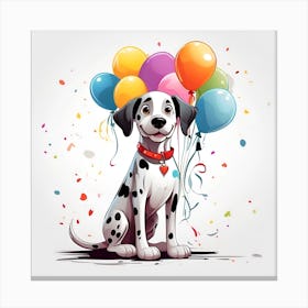 Dalmatian Dog With Balloons Canvas Print