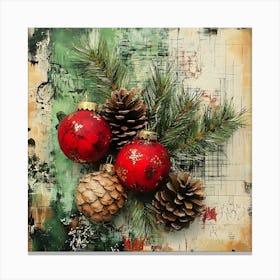 Vintage Christmas Mixed Media 1 Canvas Print