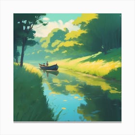Boat On A River 4 Canvas Print