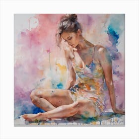 Watercolor Of A Woman 1 Canvas Print