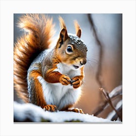 Squirrel In The Snow 2 Canvas Print