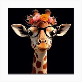 Giraffe With Glasses Canvas Print