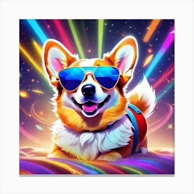 Corgi In Sunglasses 25 Canvas Print