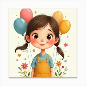 Little Girl With Balloons Stampe su tela