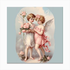 Angels With Roses Canvas Print