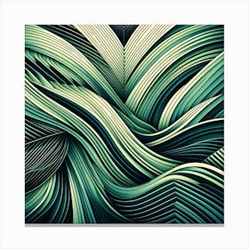 Geometric Art Green waves of palm leaf 1 Canvas Print