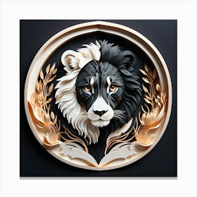 Black And White Lion Canvas Print