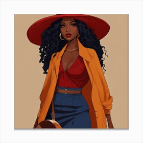 Black Woman In Red Hat Canvas Print