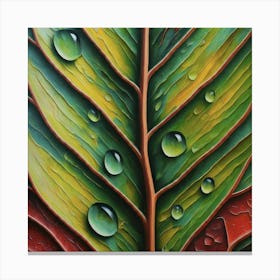 Leaf With Water Droplets Canvas Print