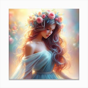 Beautiful Girl With Flowers 21 Canvas Print