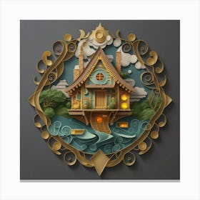 Fairytale House paper Art Canvas Print