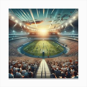 An Image Capturing The Atmosphere Of A Sporting Event In A Crowded Stadium 1 Canvas Print