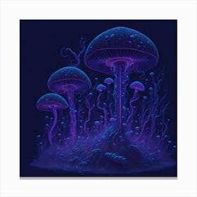Neon Mushrooms (3) 1 Canvas Print