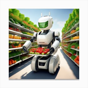 Robot In Supermarket Canvas Print