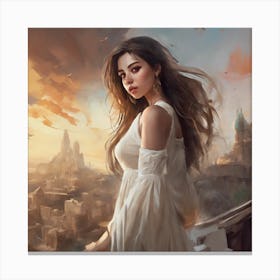 Girl In A White Dress 1 Canvas Print