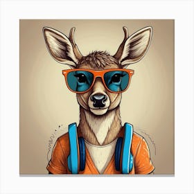 Deer With Headphones 13 Canvas Print