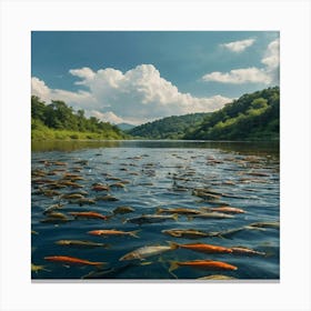 Koi Fish In A River Canvas Print