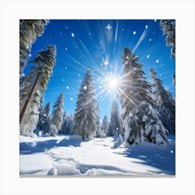 Crystal Clear Ice Clings To The Pine Trees Under A Vibrant Radiant Sun In A Wintry Wonderland Ext (4) Canvas Print