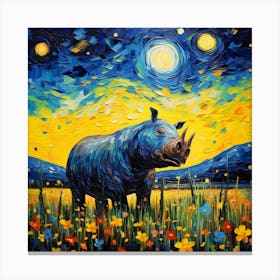 Rhino At Night Canvas Print