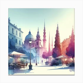 Watercolor Street Scene 2 Canvas Print