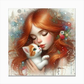 Girl With A Kitten 1 Canvas Print