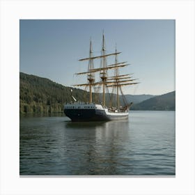 Tall Ship Sailing On A Lake Canvas Print