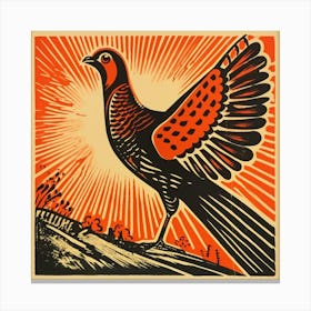 Retro Bird Lithograph Pheasant 3 Canvas Print