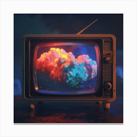 Old Tv With Clouds Canvas Print