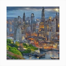 New York City At Dusk Canvas Print