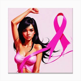 Women Breast Cancer Awareness background in Pink Ribbon international symbol for month October clipart and poster clipart and wall art 17 Canvas Print