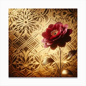 Red Flower On Gold Background Photo Canvas Print