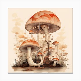 Mushrooms In The Forest Canvas Print