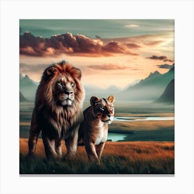 Lion And Lioness Canvas Print