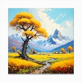 Yellow Tree In The Meadow Canvas Print