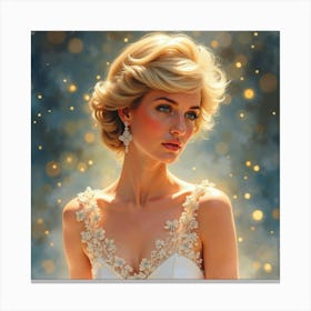 Princess Diana In Watercolor Surrounded By Soft, Glowing Lights 1 Canvas Print