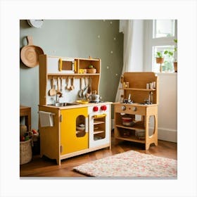 Modern Midmini Style Wooden Play Kitchen In The Mi 2024 05 17t211128 Canvas Print