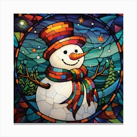 Snowman Stained Glass 2 Canvas Print